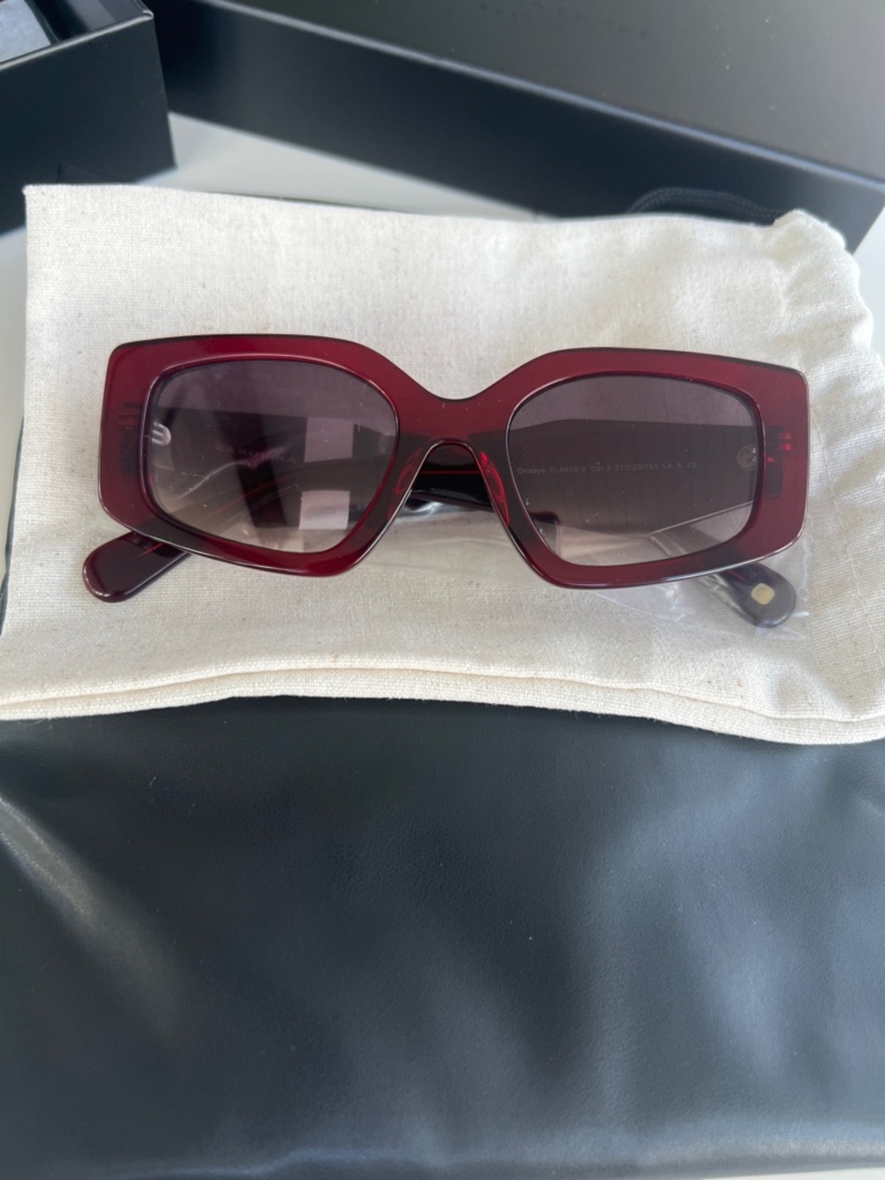 New Carolina Lemke Sunglasses in Onasys  Dark Burgundy + Luxury Premium Case
